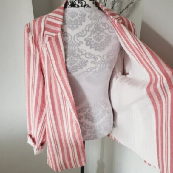 Blazer Jacket Summer Nautical Size 16+  Red White Stripe - Picture 11 of 12